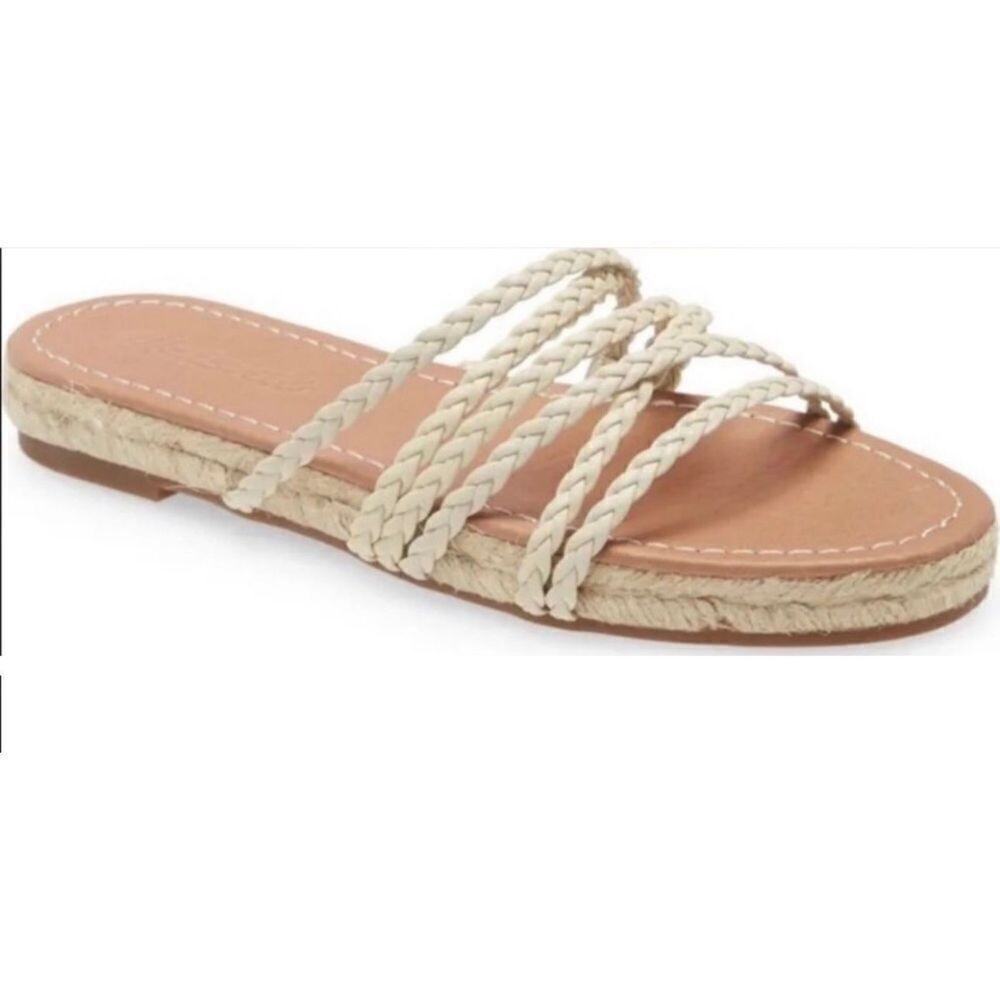 Madewell Sandals Womens Size 7 Braided Leather Espadrille Slip On Slide Shoes